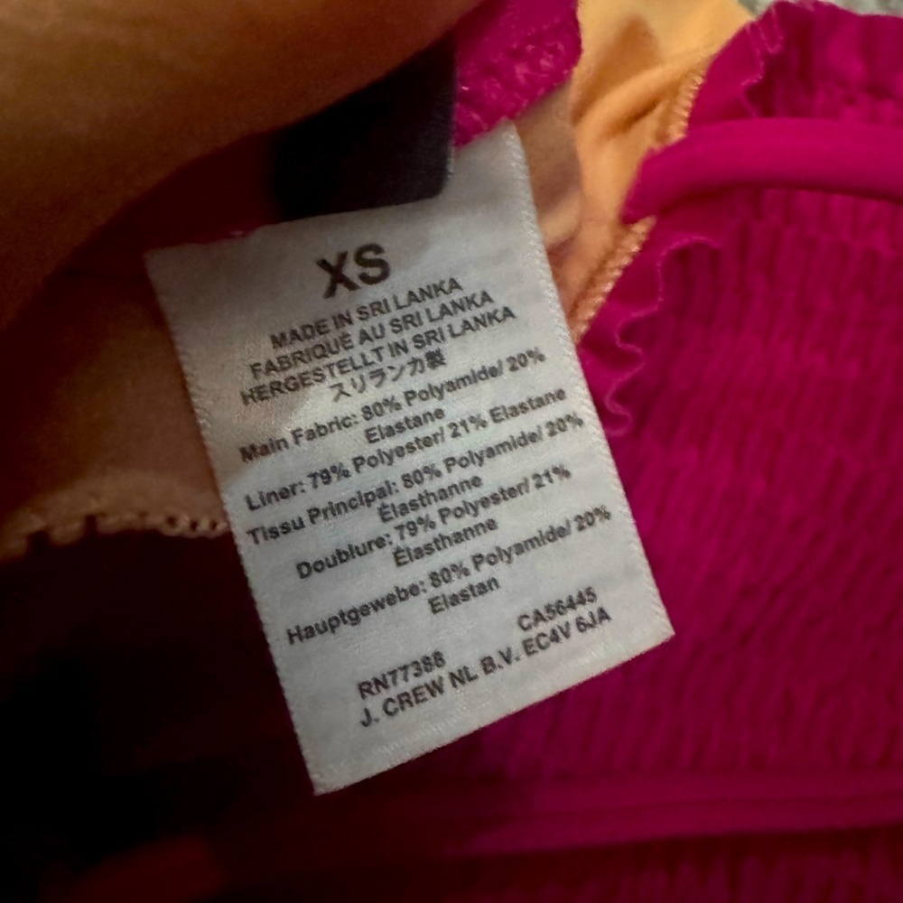 J Crew Fuchsia pink Smocked one piece swimsuit bathing suit XS - Picture 6 of 10